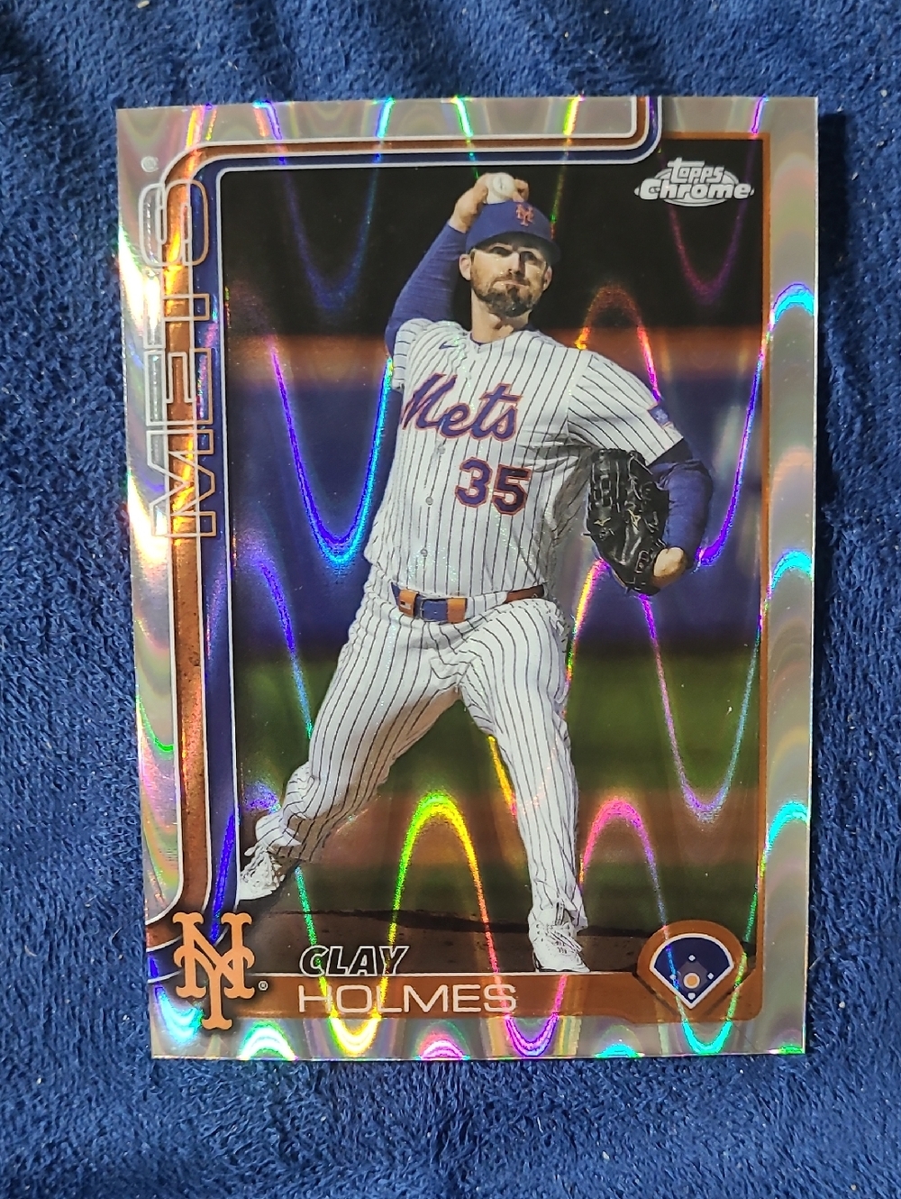 Topps 2025 Chrome Clay Holmes New York Mets Ray Wave